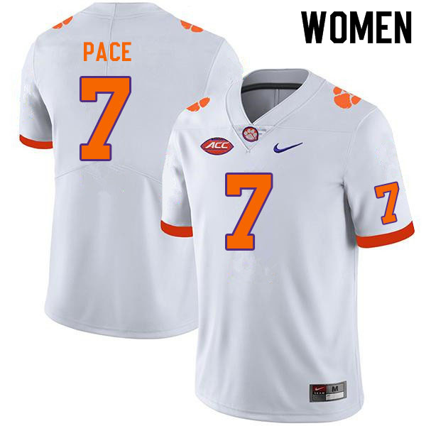 Women #7 Kobe Pace Clemson Tigers College Football Jerseys Sale-White